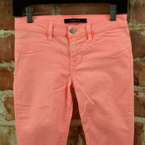 J BRAND Harper Skinny Jeans Womens 26 Orange Neon Coral $187 Designer Cropped - Picture 5 of 9
